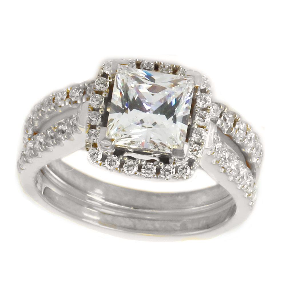 Signity Sterling Silver Round and Princess Cut Cubic Zirconia Set of T