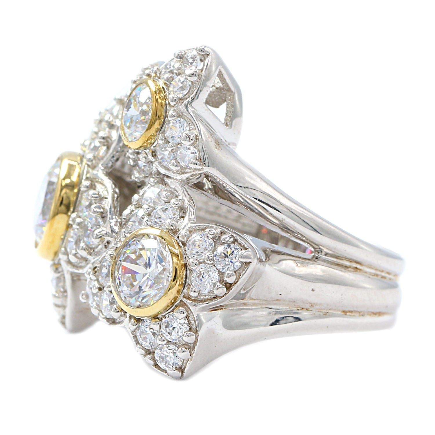 Signity 14K Gold and Sterling Silver Flower Ring