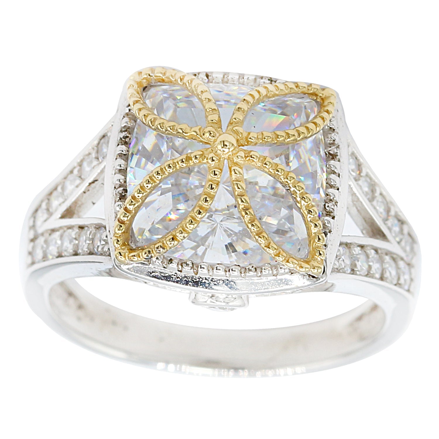18 Karat White Gold Heart Shaped Top Ring With 2.25Tw Round Yellow & White  Diamonds VS!/VVS2 - Diana Michaels Jewelers