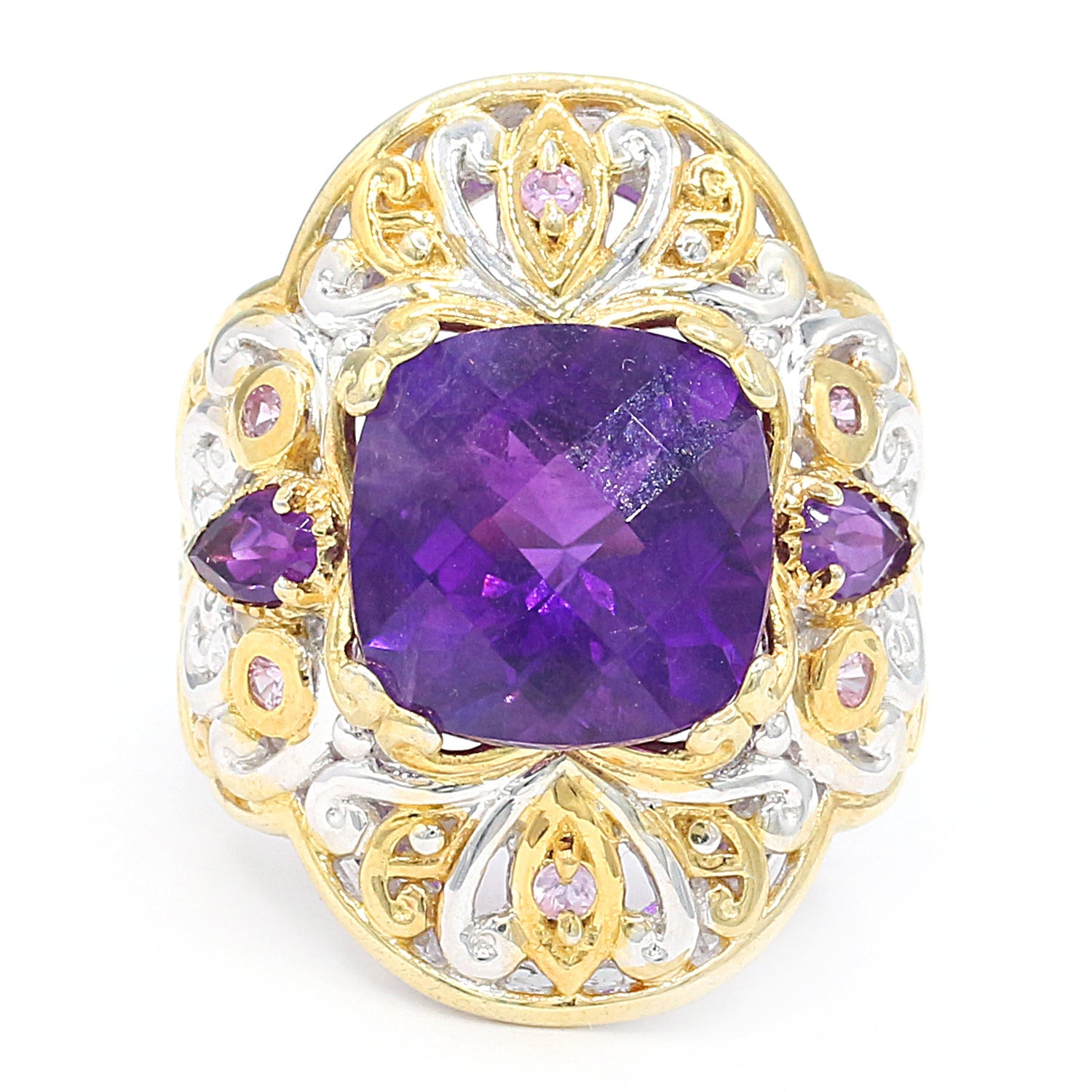 Gems en Vogue 5.14ctw Amethyst & Pink Sapphire Ring
