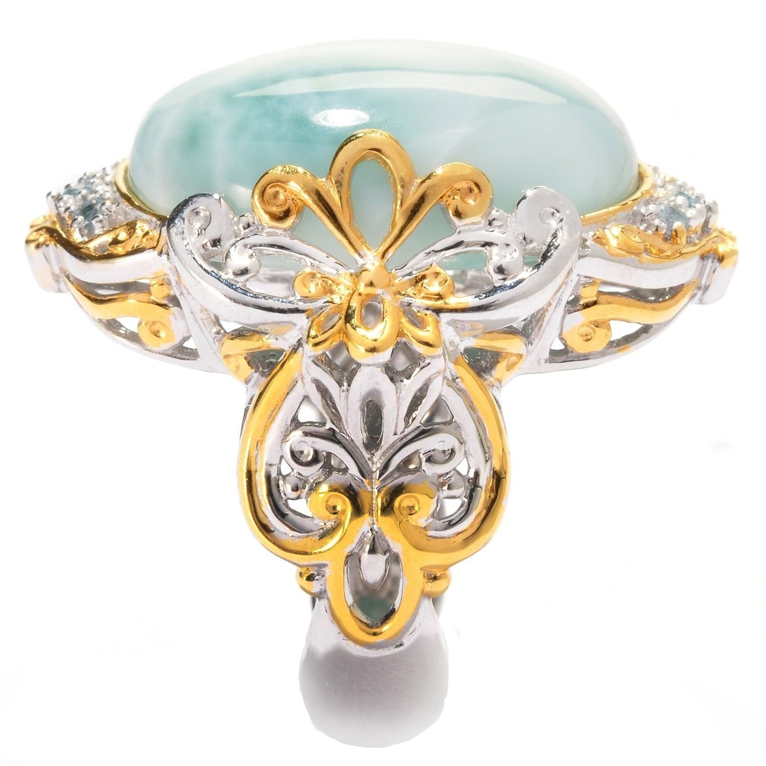 Gems en Vogue Oval Larimar & Swiss Blue Topaz Ring
