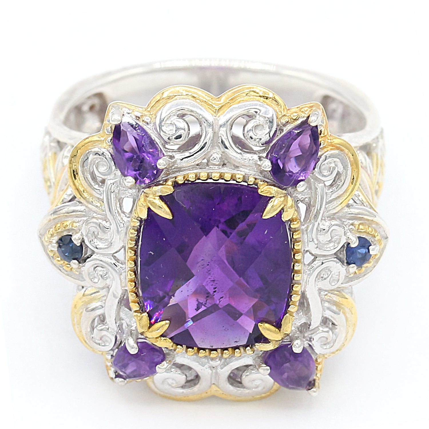 BACK IN STOCK Gems en Vogue 5.28ctw Amethyst & Blue Sapphire Ring