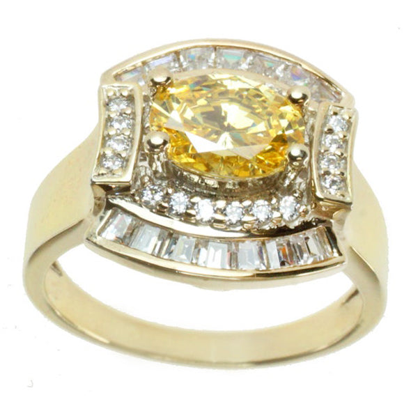 Signity Sterling Silver Yellow and White Cubic Zirconia Ring - CANNOT BE RESIZED.