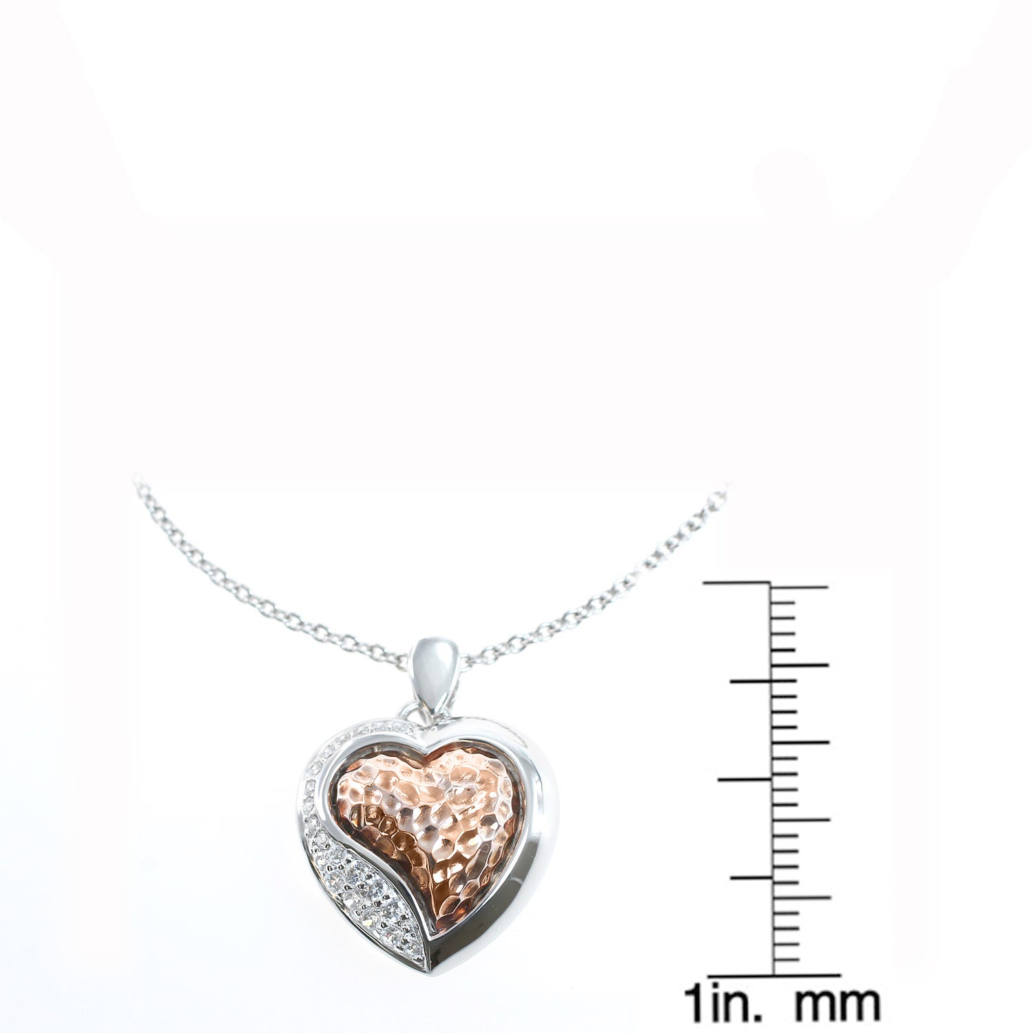 Signity Silver Two-tone Cubic Zirconia Heart Pendant