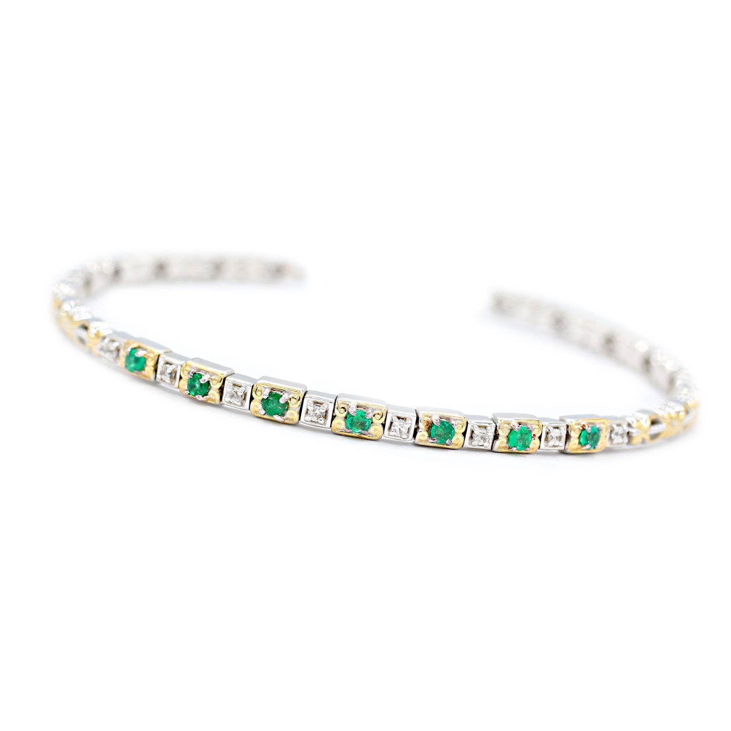Gems en Vogue Choice of Gemstone & White Zircon Stacking Cuff Bracelet (Cannot be resized)