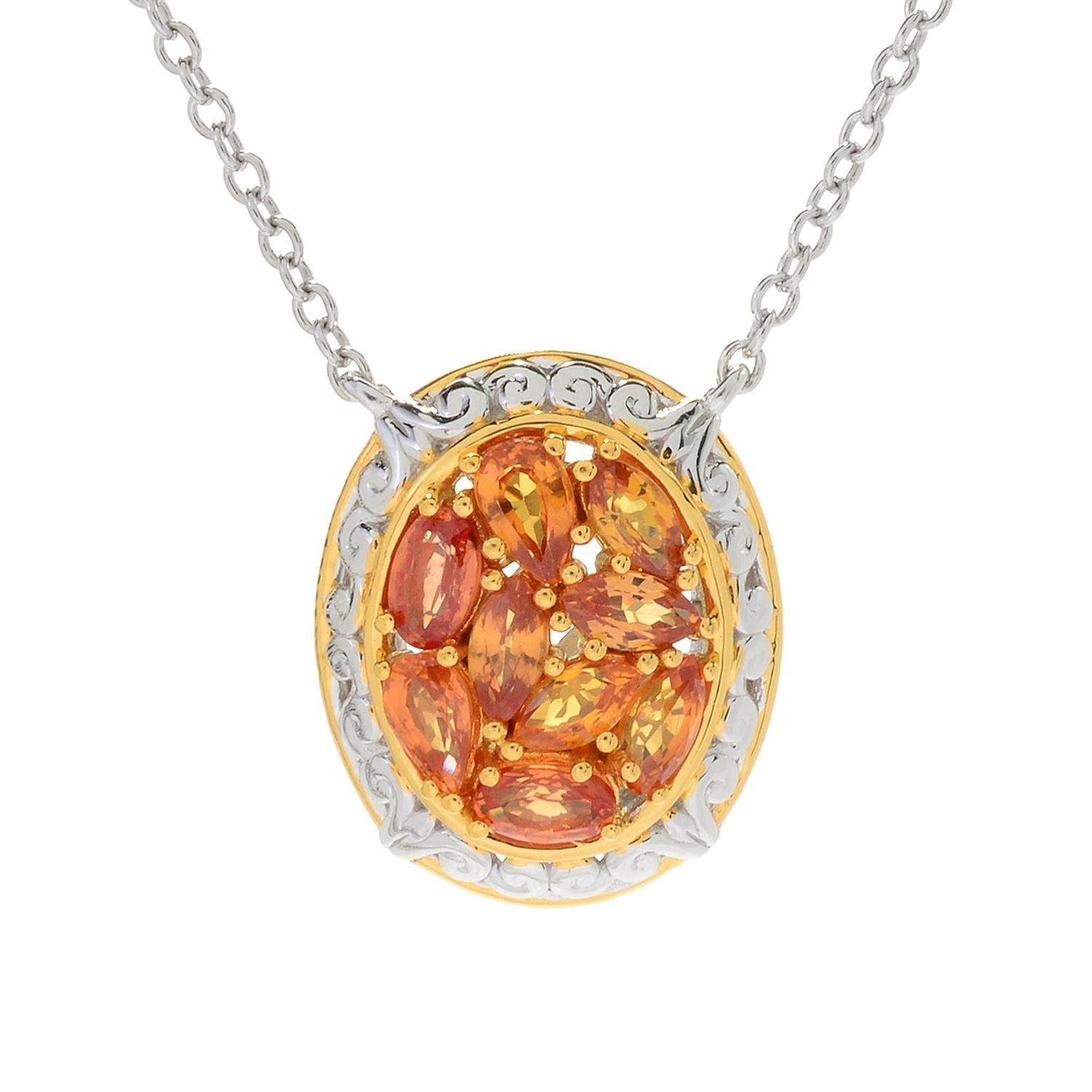Gems en Vogue Multi Shape Gemstone Cluster Necklace.